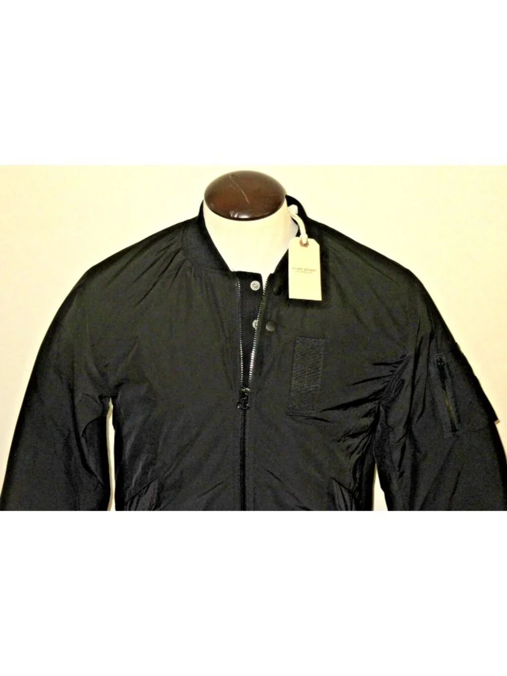 OOBE Brand Men's Full Zipper Modern Vintage Black Flight Jacket Size Medium NWT